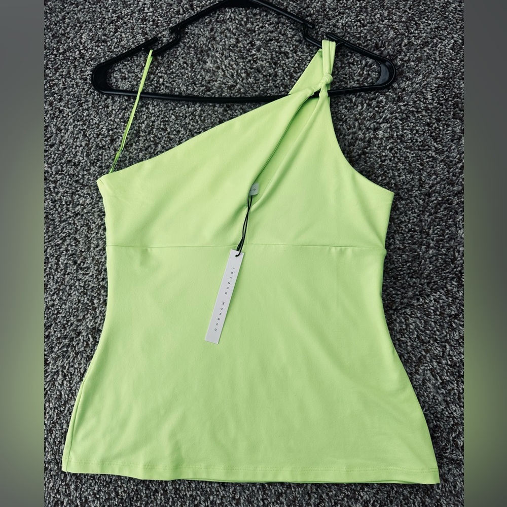 Susana Monaco Green Asymmetrical Tank Top